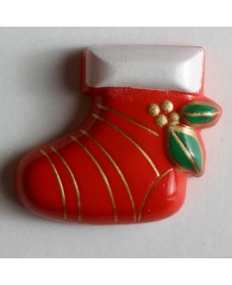 Weihnachtsknopf Nikolausstiefel - Größe: 28mm - Farbe: rot - Art.Nr. 340614