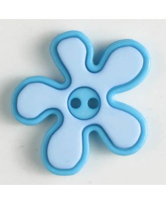 polyamide button, flower, 2-holes - Size: 20mm - Color: blue - Art.No. 281039