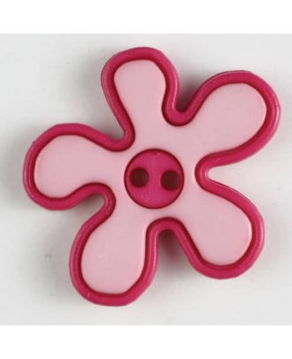 hübscher Blumenknopf mit farbiger Umrandung, 2-loch - Größe: 20mm - Farbe: pink - Art.Nr. 281042