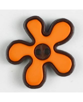 polyamide button, flower, 2-holes - Size: 20mm - Color: orange - Art.No. 281046