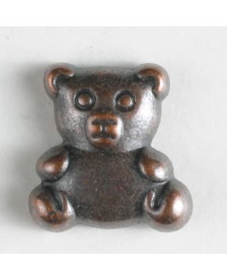 Vollmetallknopf in Form eines Teddybärs - Größe: 18mm - Farbe: kupfer - Art.Nr. 310558