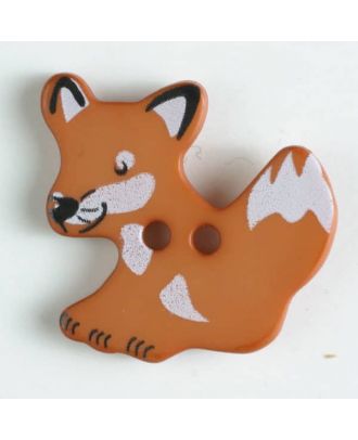 Kinderknopf schlauer Fuchs mit 2 Löchern - Größe: 25mm - Farbe: braun - Art.Nr. 330871