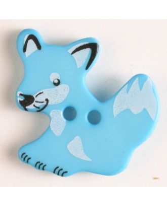 Kinderknopf schlauer Fuchs mit 2 Löchern - Größe: 25mm - Farbe: blau - Art.Nr. 330872