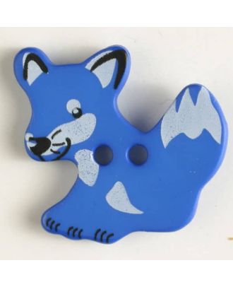 Kinderknopf schlauer Fuchs mit 2 Löchern - Größe: 25mm - Farbe: blau - Art.Nr. 330873