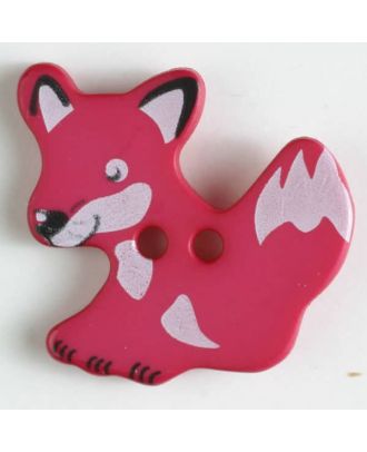 Kinderknopf schlauer Fuchs mit 2 Löchern - Größe: 25mm - Farbe: pink - Art.Nr. 330875