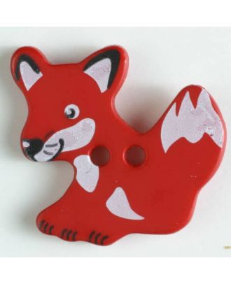 Kinderknopf schlauer Fuchs mit 2 Löchern - Größe: 25mm - Farbe: rot - Art.Nr. 330876