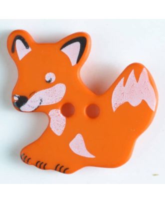 Kinderknopf schlauer Fuchs mit 2 Löchern - Größe: 25mm - Farbe: orange - Art.Nr. 330877