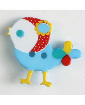 polyamide button, bird, 2 holes - Size: 25mm - Color: blue - Art.No. 330878