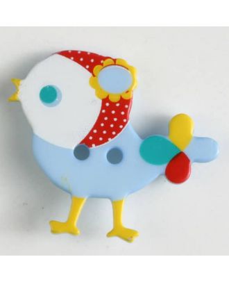 polyamide button, bird, 2 holes - Size: 25mm - Color: blue - Art.No. 330879