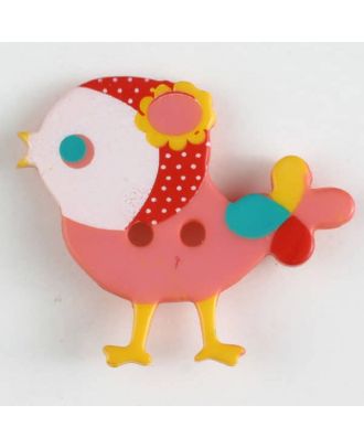 polyamide button, bird, 2 holes - Size: 25mm - Color: pink - Art.No. 330882