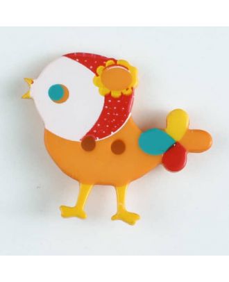 polyamide button, bird, 2 holes - Size: 25mm - Color: orange - Art.No. 330883