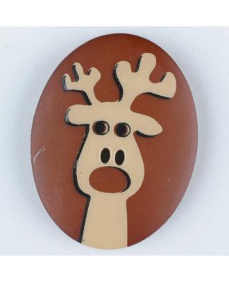 polyamide button, elk, 2 holes - Size: 23mm - Color: brown - Art.No. 331013