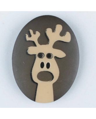 polyamide button, elk, 2 holes - Size: 30mm - Color: brown - Art.No. 370694