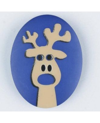 polyamide button, elk, 2 holes - Size: 23mm - Color: blue - Art.No. 331009