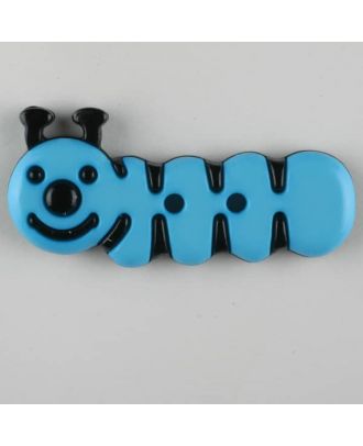 Kinderknopf grinsende Raupe -Größe: 30mm - Farbe: blau - Art.Nr. 341117