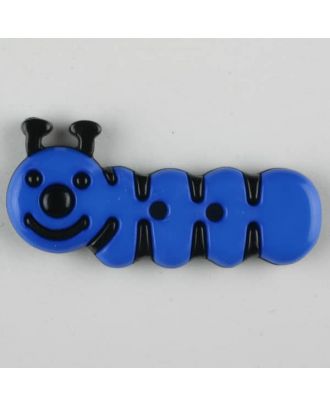 Kinderknopf grinsende Raupe - Größe: 30mm - Farbe: blau - Art.Nr. 341118