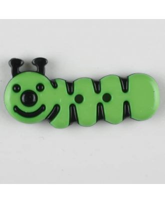 Kinderknopf grinsende Raupe -Größe: 30mm - Farbe: grün - Art.Nr. 341119