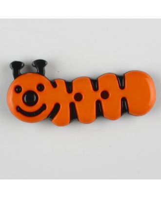 Kinderknopf grinsende Raupe - Größe: 30mm - Farbe: orange - Art.Nr. 341123