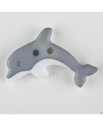 Kinderknopf zweifarbiger springender Delphin  - Größe: 30mm - Farbe: grau - Art.Nr. 341133