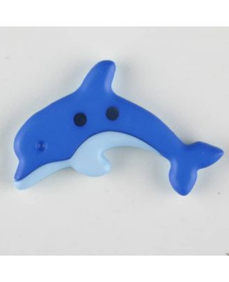 Kinderknopf zweifarbiger springender Delphin  - Größe: 30mm - Farbe: blau - Art.Nr. 341128