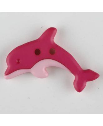Kinderknopf zweifarbiger springender Delphin  - Größe: 30mm - Farbe: pink - Art.Nr. 341131