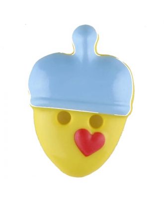 Kinderknopf lustige Eichel mit Stern -  Größe: 20mm - Farbe: blau - Art.Nr. 310956