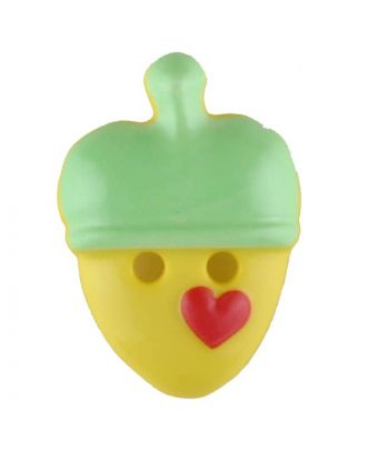 Kinderknopf lustige Eichel mit Herz - Größe: 20mm - Farbe: grün - Art.Nr. 310957
