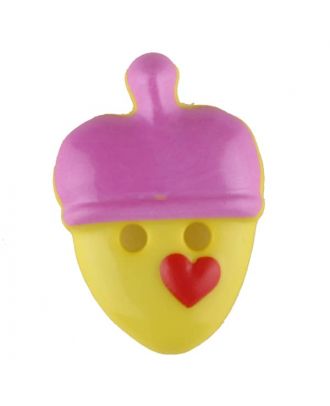 Kinderknopf lustige Eichel mit Herz -  Größe: 20mm - Farbe: pink - Art.Nr. 310958