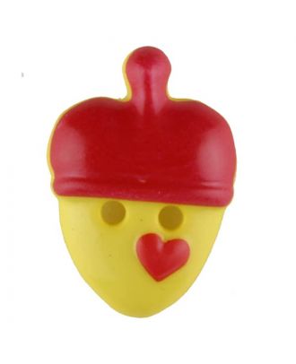 Kinderknopf lustige Eichel mit Stern -  Größe: 20mm - Farbe: rot - Art.Nr. 310959
