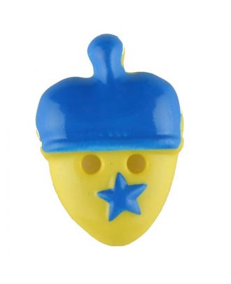 Kinderknopf lustige Eichel mit Stern - Größe: 20mm - Farbe: blau - Art.Nr. 310960