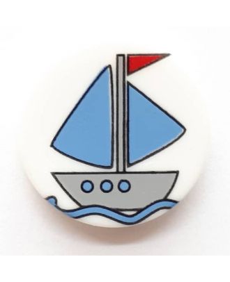 novelty button boat with shank - Size: 17mm - Color: white  - Art.No. 261278