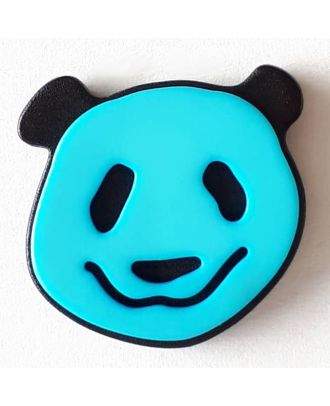 Kinderknopf lustiger Pandabär mit Öse - Größe: 22mm - Farbe: blau - Art.Nr. 331111