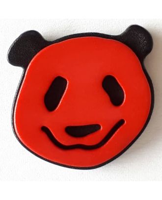 Kinderknopf lustiger Pandabär mit Öse - Größe: 22mm - Farbe: rot - Art.Nr. 331114