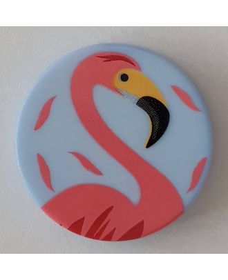 Kinderknopf mit schönem Flamingo mit Öse -  Größe: 15mm - Farbe: blau - Art.Nr. 261293