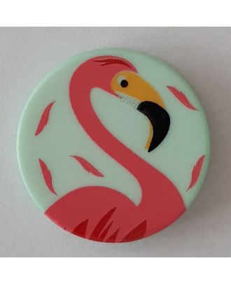 novelty button flamingo with shank - Size: 15mm - Color: green - Art.No. 261294