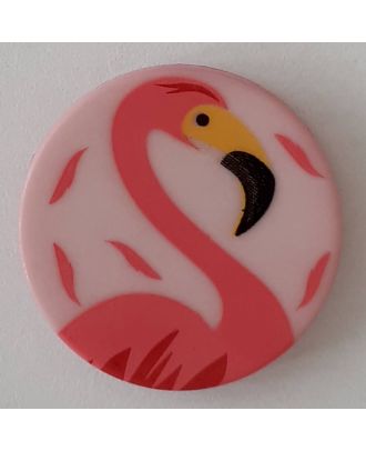 Kinderknopf mit schönem Flamingo mit Öse - Größe: 18mm - Farbe: pink  - Art.Nr. 281091