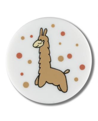 träumendes Lama Knopf mit Öse - Größe: 18mm - Farbe: weiß - Art.Nr. 281128