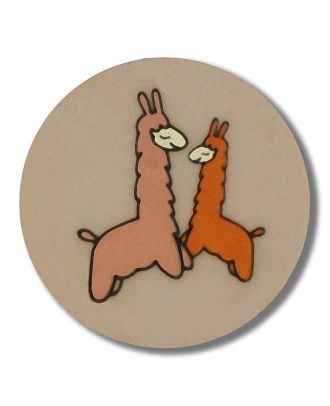 zwei tanzende Lamas Knopf mit Öse - Größe: 18mm - Farbe: beige - Art.Nr. 281130