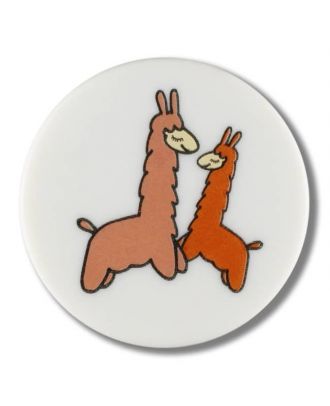zwei tanzende Lamas Knopf mit Öse - Größe: 15mm - Farbe: weiß - Art.Nr. 261330