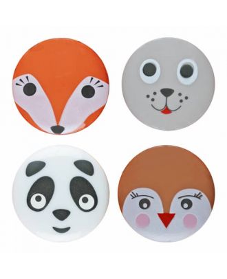 mixed children button panda, bird, seal and fox with shank - Size: 15mm - Color: mixed - Art.No. 261352