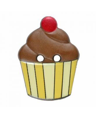 Cupcake button with two holes - Size: 20mm - Color: brown - Art.No. 311070