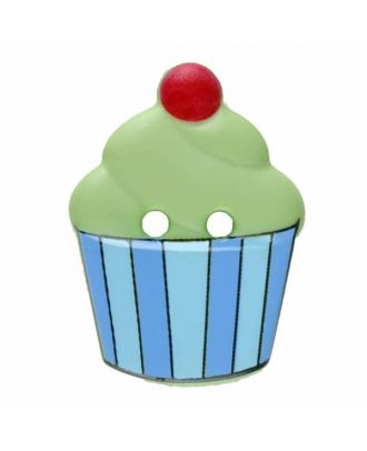 Cupcake button with two holes - Size: 20mm - Color: green - Art.No. 311062