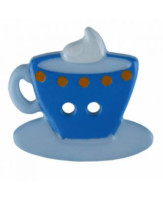 Coffee or Tea button with two holes - Size: 20mm - Color: blue - Art.No. 311077