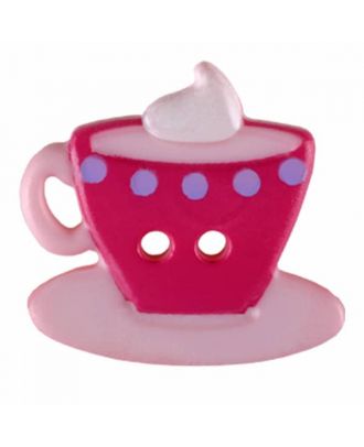 Coffee or Tea button with two holes - Size: 20mm - Color: pink - Art.No. 311079