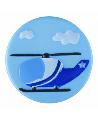 children polyamide button round shape with helicopter and shank - Size: 15mm - Color: blue - Art.-Nr.: 261381