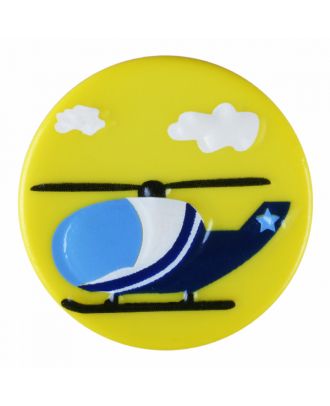 children polyamide button round shape with helicopter and shank - Size: 18mm - Color: yellow - Art.-Nr.: 281188