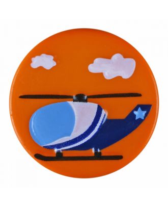 children polyamide button round shape with helicopter and shank - Size: 15mm - Color: orange - Art.-Nr.: 261383