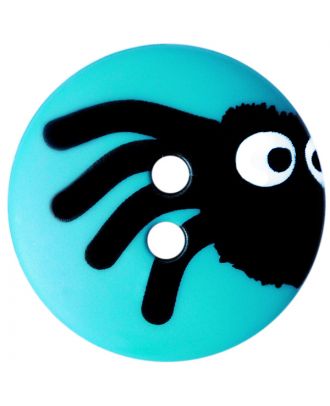 children button polyamide round shape with spider print and 2 holes  - Size: 20mm - Color: blau - Art.No.: 301004