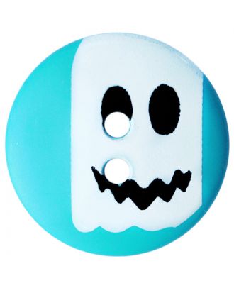 children button polyamide round shape with ghost print and 2 holes - Size: 20mm - Color: blau - Art.No.: 301012