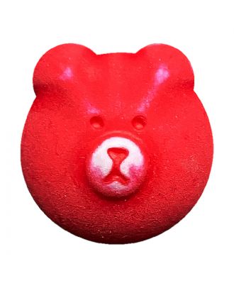 Kinderknopf Teddybär Polyamid mit Öse - Größe:  18mm - Farbe: rot - ArtNr.: 311134